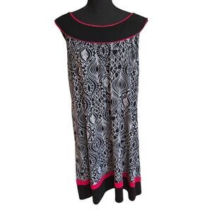 Enfocus Womens Sleeveless Black White Print Sheath Dress Plus Size 16W